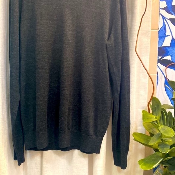 Men’s Uni Qlo Gray V Neck 100% Wool Sweater Size Large - Picture 3 of 7